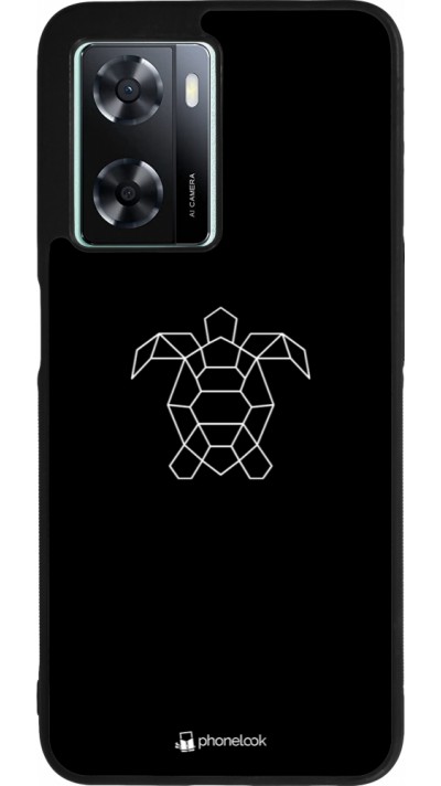Coque OPPO A57 5G - Silicone rigide noir Turtles lines on black