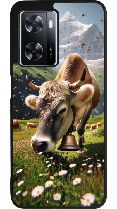 OPPO A57 5G Case Hülle - Silikon schwarz Kuh Berg Wallis