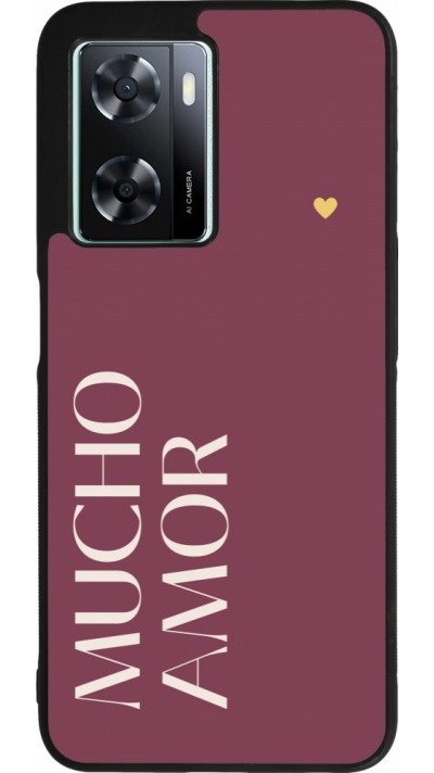 Coque OPPO A57 5G - Silicone rigide noir Valentine 2024 mucho amor rosado