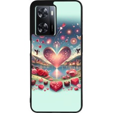 Coque OPPO A57 5G - Silicone rigide noir Valentine 2025 Chic