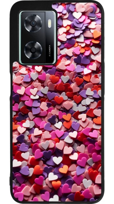 Coque OPPO A57 5G - Silicone rigide noir Valentine 2025 Confetti