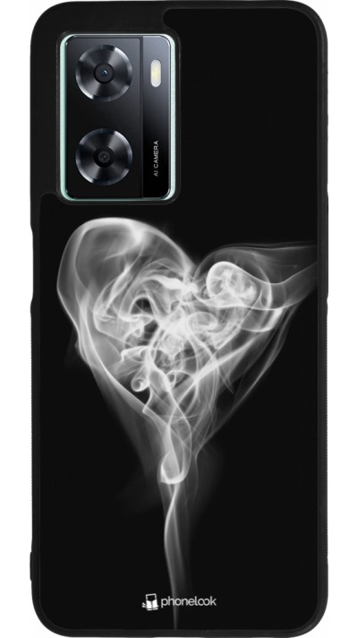 Coque OPPO A57 5G - Silicone rigide noir Valentine 2022 Black Smoke