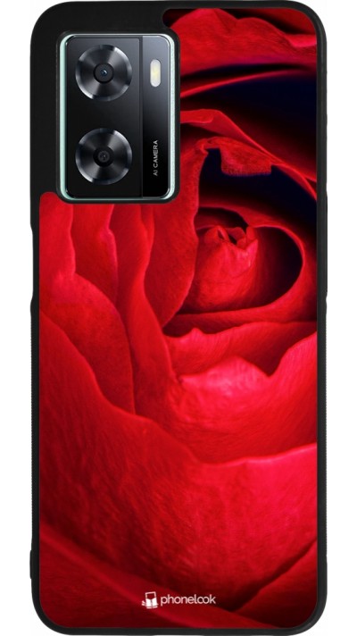Coque OPPO A57 5G - Silicone rigide noir Valentine 2022 Rose