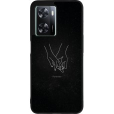 Coque OPPO A57 5G - Silicone rigide noir Valentine 2023 hands forever