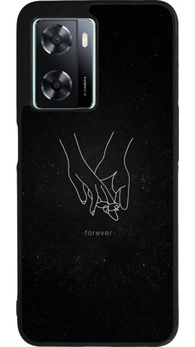 Coque OPPO A57 5G - Silicone rigide noir Valentine 2023 hands forever