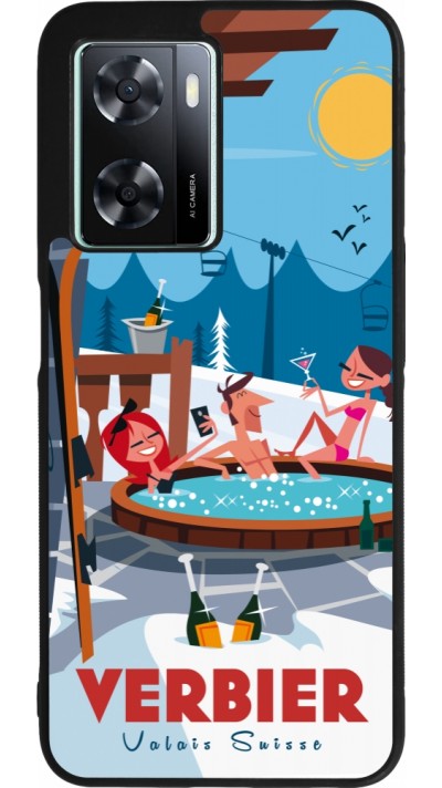 Coque OPPO A57 5G - Silicone rigide noir Verbier Mountain Jacuzzi