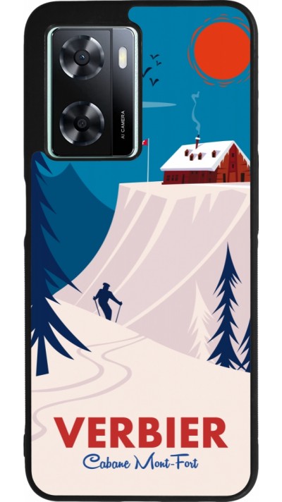 Coque OPPO A57 5G - Silicone rigide noir Verbier Cabane Mont-Fort