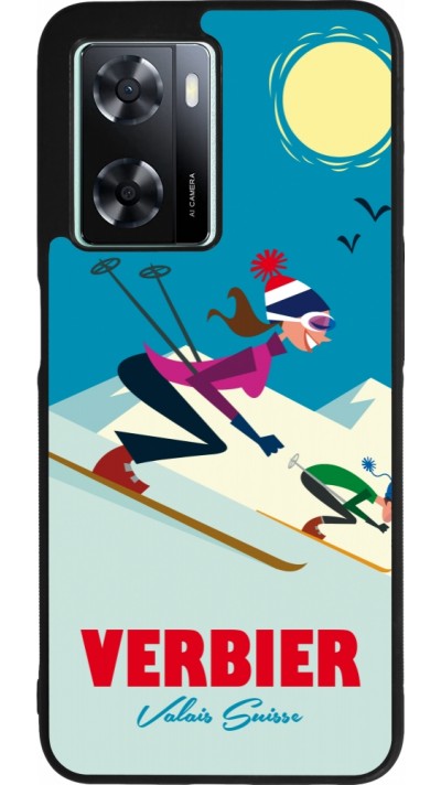 Coque OPPO A57 5G - Silicone rigide noir Verbier Ski Downhill
