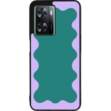 Coque OPPO A57 5G - Silicone rigide noir Wavy Rectangle Green Purple