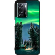 Coque OPPO A57 5G - Silicone rigide noir Winter 22 Northern Lights