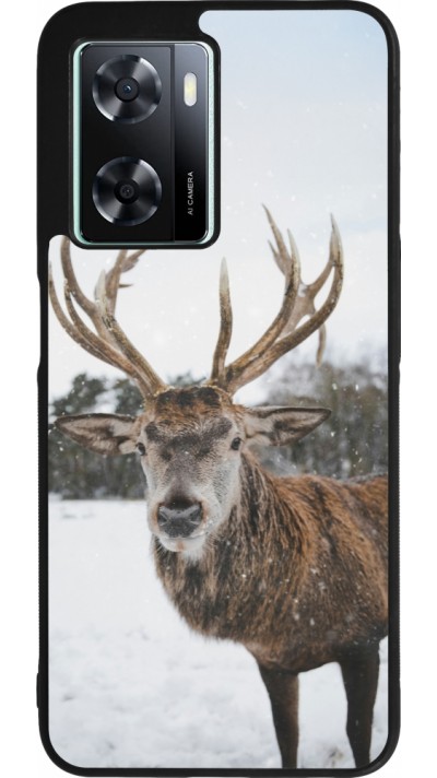 OPPO A57 5G Case Hülle - Silikon schwarz Winter 25 Winter reindeer