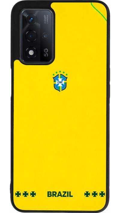 Coque OPPO A93s 5G - Silicone rigide noir Maillot de football Bresil 2026 personnalisable
