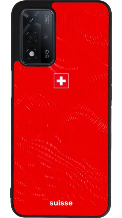 Coque OPPO A93s 5G - Silicone rigide noir Maillot de football Suisse 2026 personnalisable