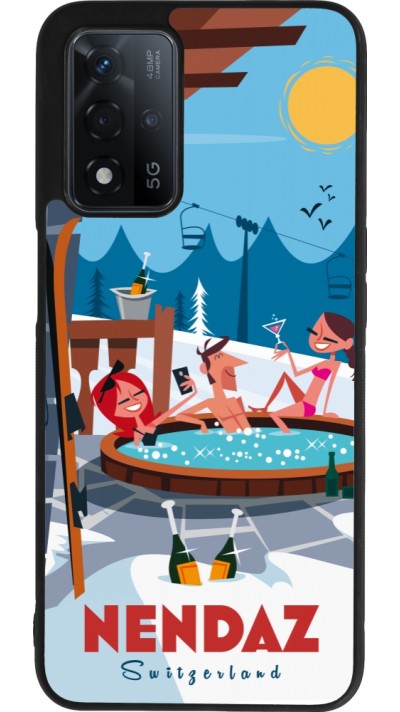 Coque OPPO A93s 5G - Silicone rigide noir Nendaz Mountain Jacuzzi