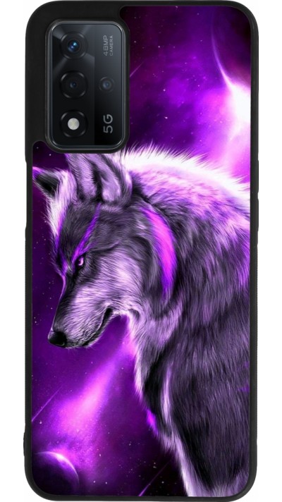 Coque OPPO A93s 5G - Silicone rigide noir Purple Sky Wolf