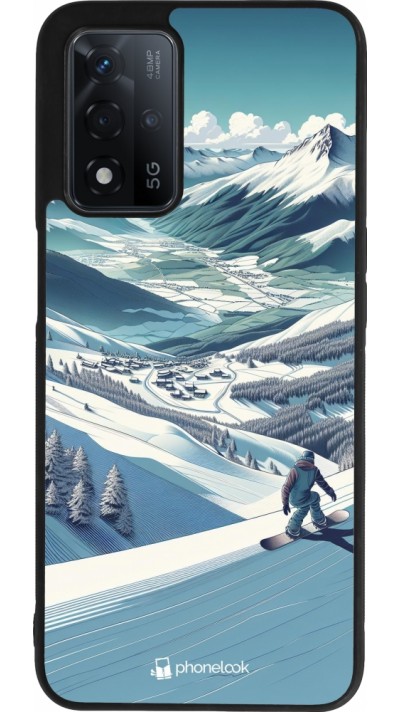 Coque OPPO A93s 5G - Silicone rigide noir Snowboarder Montagne
