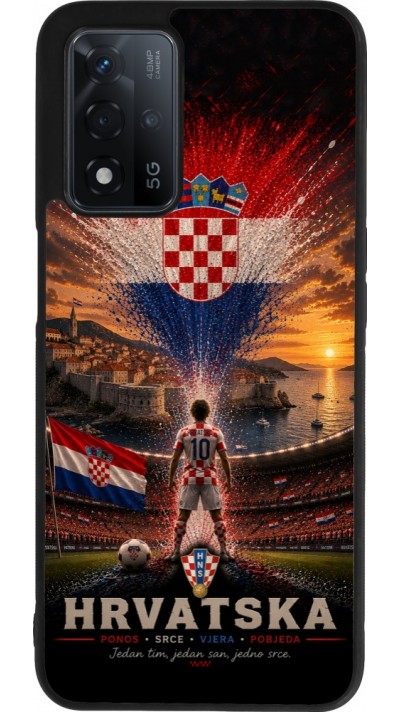 OPPO A93s 5G Case Hülle - Silikon schwarz Fussball Kroatien splash 2026