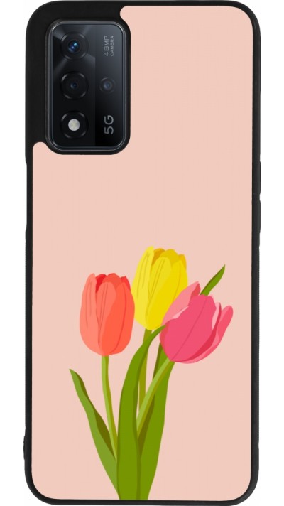 Coque OPPO A93s 5G - Silicone rigide noir Spring 23 tulip trio