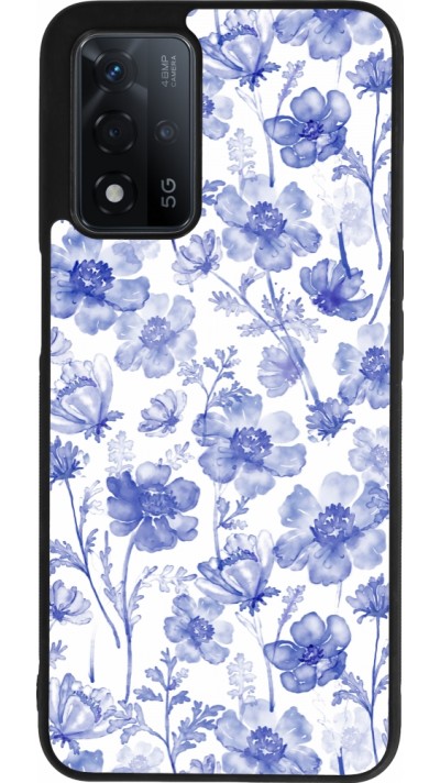 Coque OPPO A93s 5G - Silicone rigide noir Spring 23 watercolor blue flowers