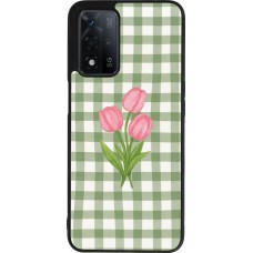 Coque OPPO A93s 5G - Silicone rigide noir Green vichy tulips Spring 2026