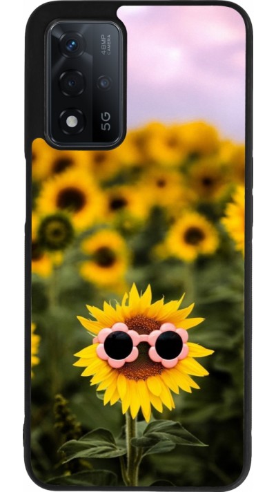 OPPO A93s 5G Case Hülle - Silikon schwarz Sunflower with glasses Spring 2026