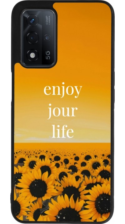 Coque OPPO A93s 5G - Silicone rigide noir Summer 2025 Enjoy your life