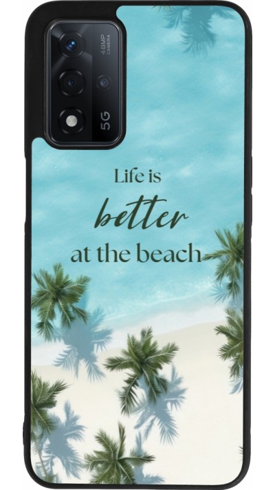 Coque OPPO A93s 5G - Silicone rigide noir Summer 2025 Life is better at the beach