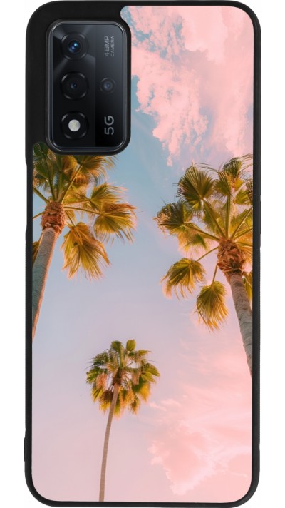 Coque OPPO A93s 5G - Silicone rigide noir Summer 2025 Palmiers