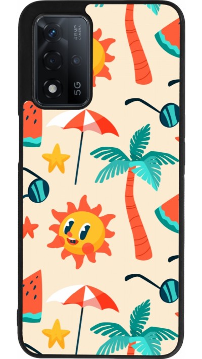 Coque OPPO A93s 5G - Silicone rigide noir Summer 2025 Pattern soleil