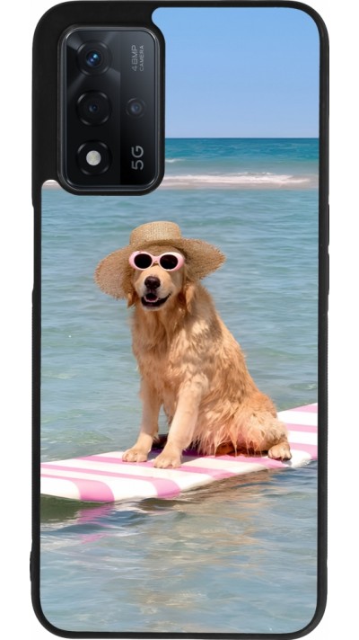 Coque OPPO A93s 5G - Silicone rigide noir Summer Dog on Paddle