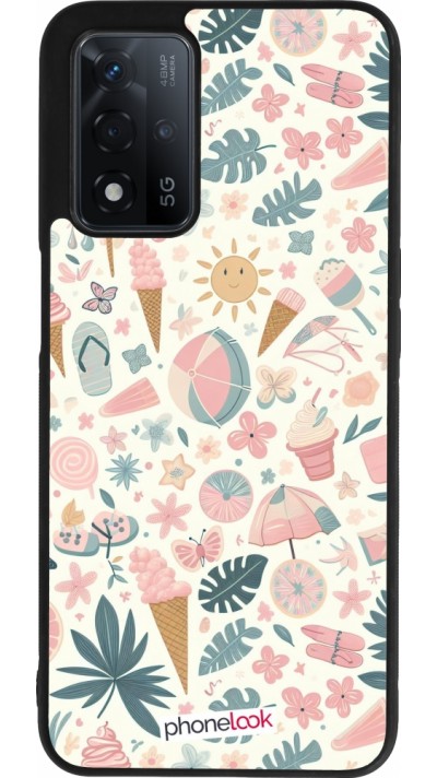 Coque OPPO A93s 5G - Silicone rigide noir Summer Pink Pattern