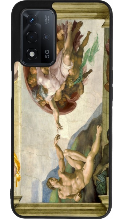 Coque OPPO A93s 5G - Silicone rigide noir Tableau art - La Création d’Adam - Michel-Ange
