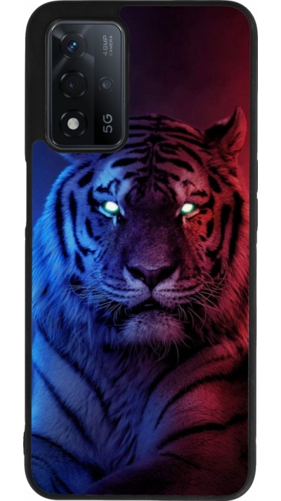 Coque OPPO A93s 5G - Silicone rigide noir Tiger Blue Red