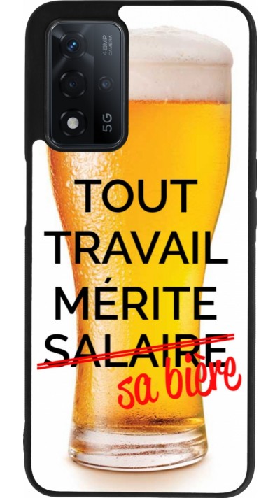 Coque OPPO A93s 5G - Silicone rigide noir Tout travail mérite sa bière