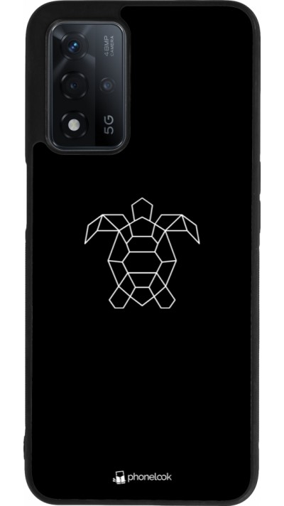 Coque OPPO A93s 5G - Silicone rigide noir Turtles lines on black