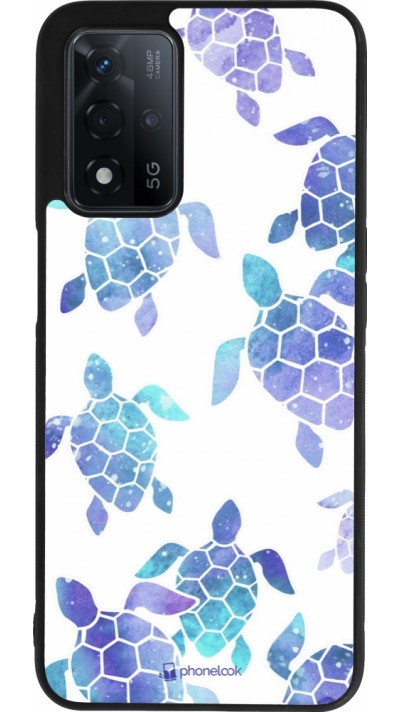 Coque OPPO A93s 5G - Silicone rigide noir Turtles pattern watercolor
