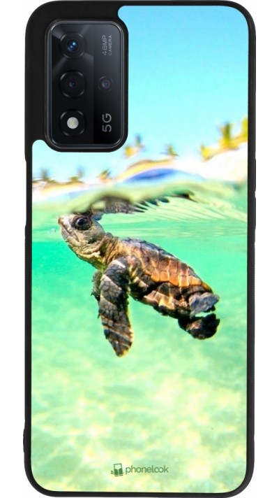 Coque OPPO A93s 5G - Silicone rigide noir Turtle Underwater