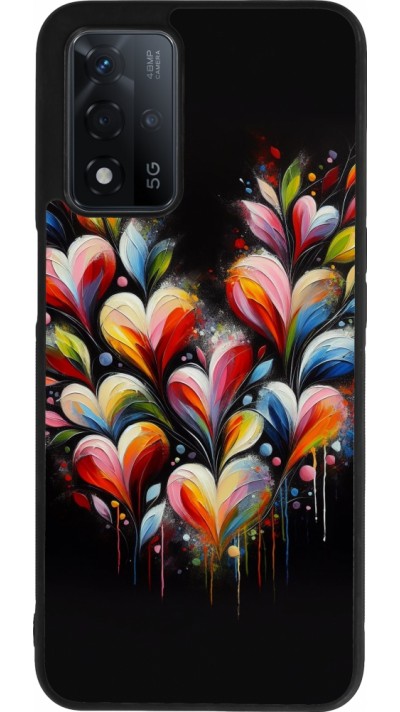 Coque OPPO A93s 5G - Silicone rigide noir Valentine 2024 Coeur Noir Abstrait