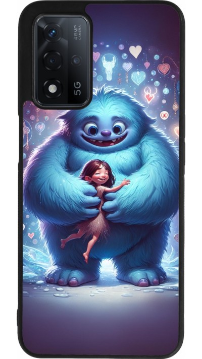 Coque OPPO A93s 5G - Silicone rigide noir Valentine 2024 Fluffy Love