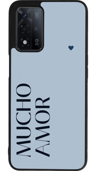 Coque OPPO A93s 5G - Silicone rigide noir Valentine 2024 mucho amor azul