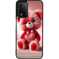 Coque OPPO A93s 5G - Silicone rigide noir Valentine 2024 Ourson rose