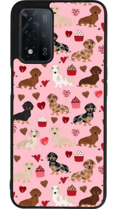 Coque OPPO A93s 5G - Silicone rigide noir Valentine 2024 puppy love