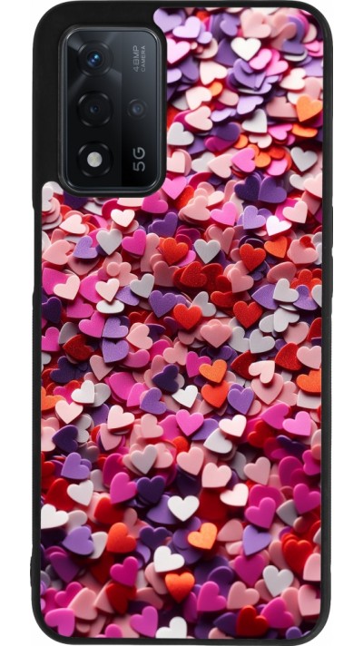 Coque OPPO A93s 5G - Silicone rigide noir Valentine 2025 Confetti