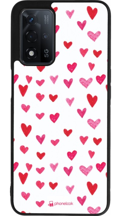 Coque OPPO A93s 5G - Silicone rigide noir Valentine 2022 Many pink hearts