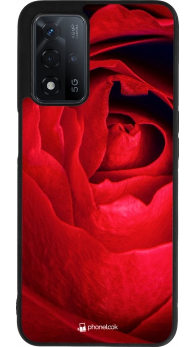 Coque OPPO A93s 5G - Silicone rigide noir Valentine 2022 Rose