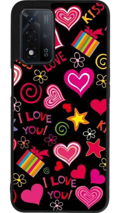 Coque OPPO A93s 5G - Silicone rigide noir Valentine 2023 love symbols