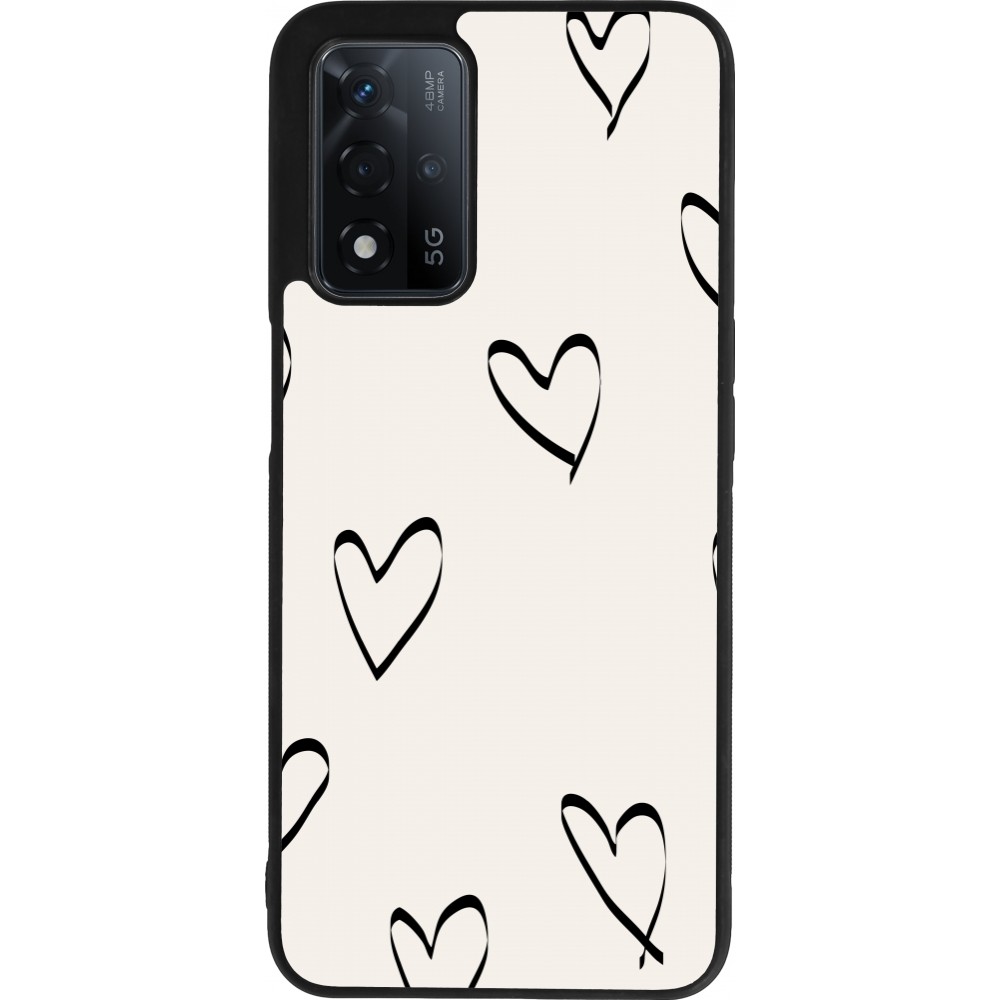 OPPO A93s 5G Case Hülle - Silikon schwarz Valentine 2023 minimalist hearts