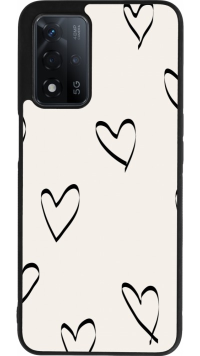 Coque OPPO A93s 5G - Silicone rigide noir Valentine 2023 minimalist hearts