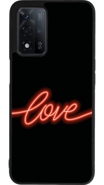 Coque OPPO A93s 5G - Silicone rigide noir Valentine 2023 neon love