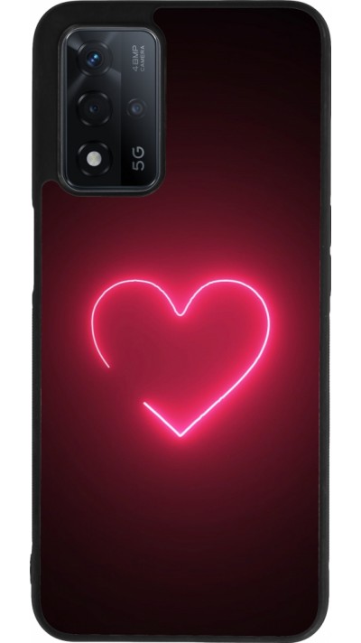 Coque OPPO A93s 5G - Silicone rigide noir Valentine 2023 single neon heart